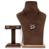 Handmade 925 Silver Lotus Mangalsutra with Pearl Bead Chain and Matching Earrings