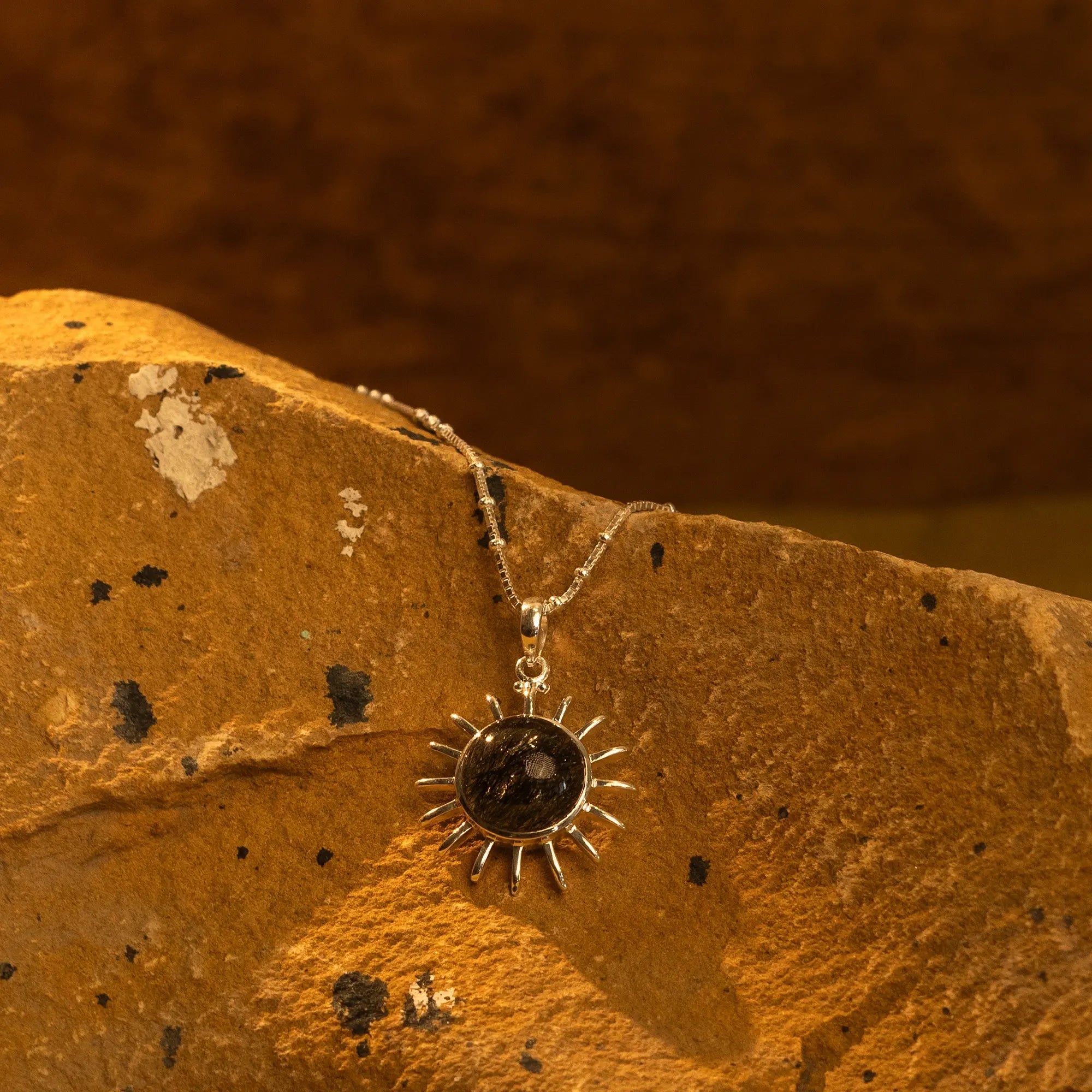 Natural Gem Stone Sun Pandel- Rainbow Moon