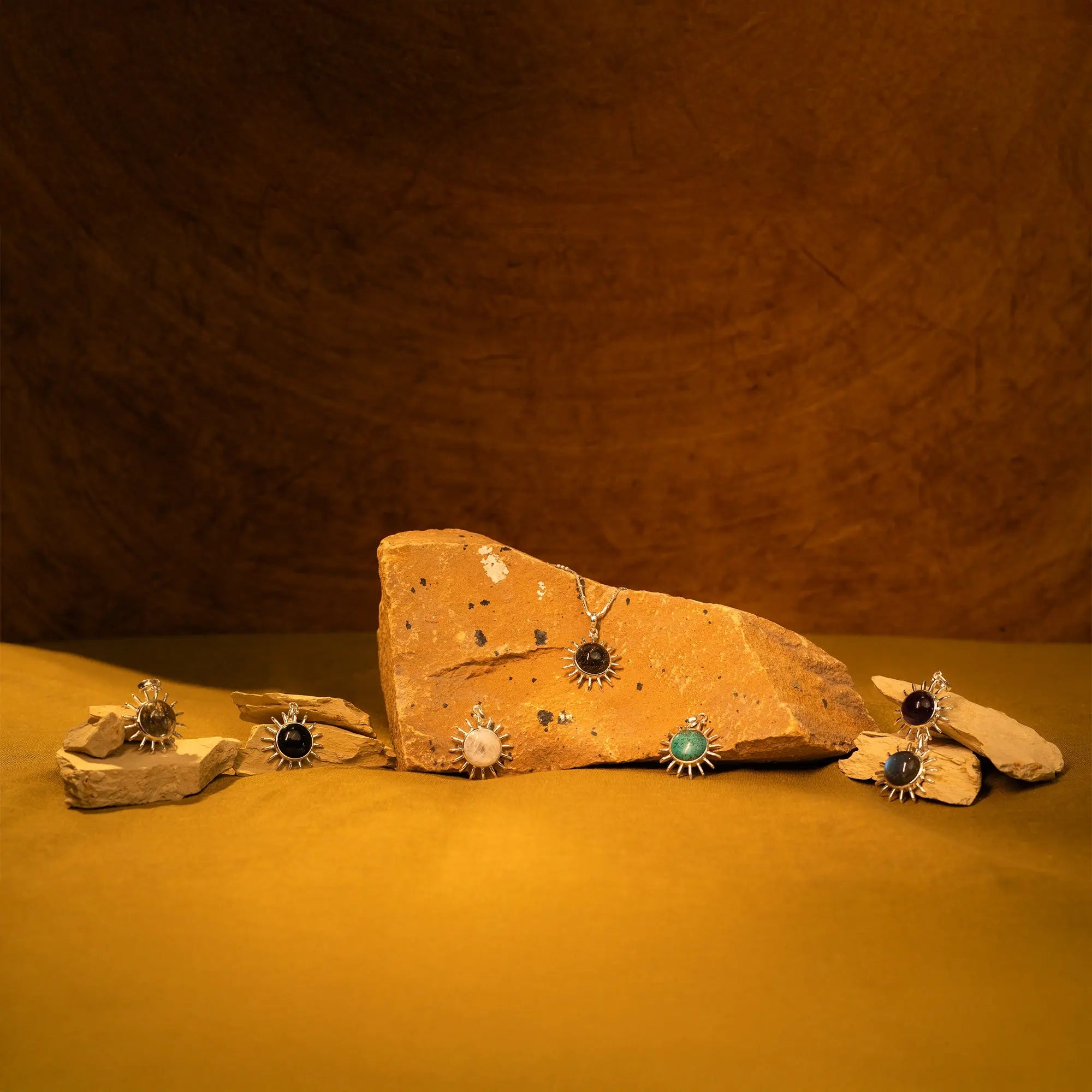 Natural Gem Stone Sun Pandel- Rainbow Moon