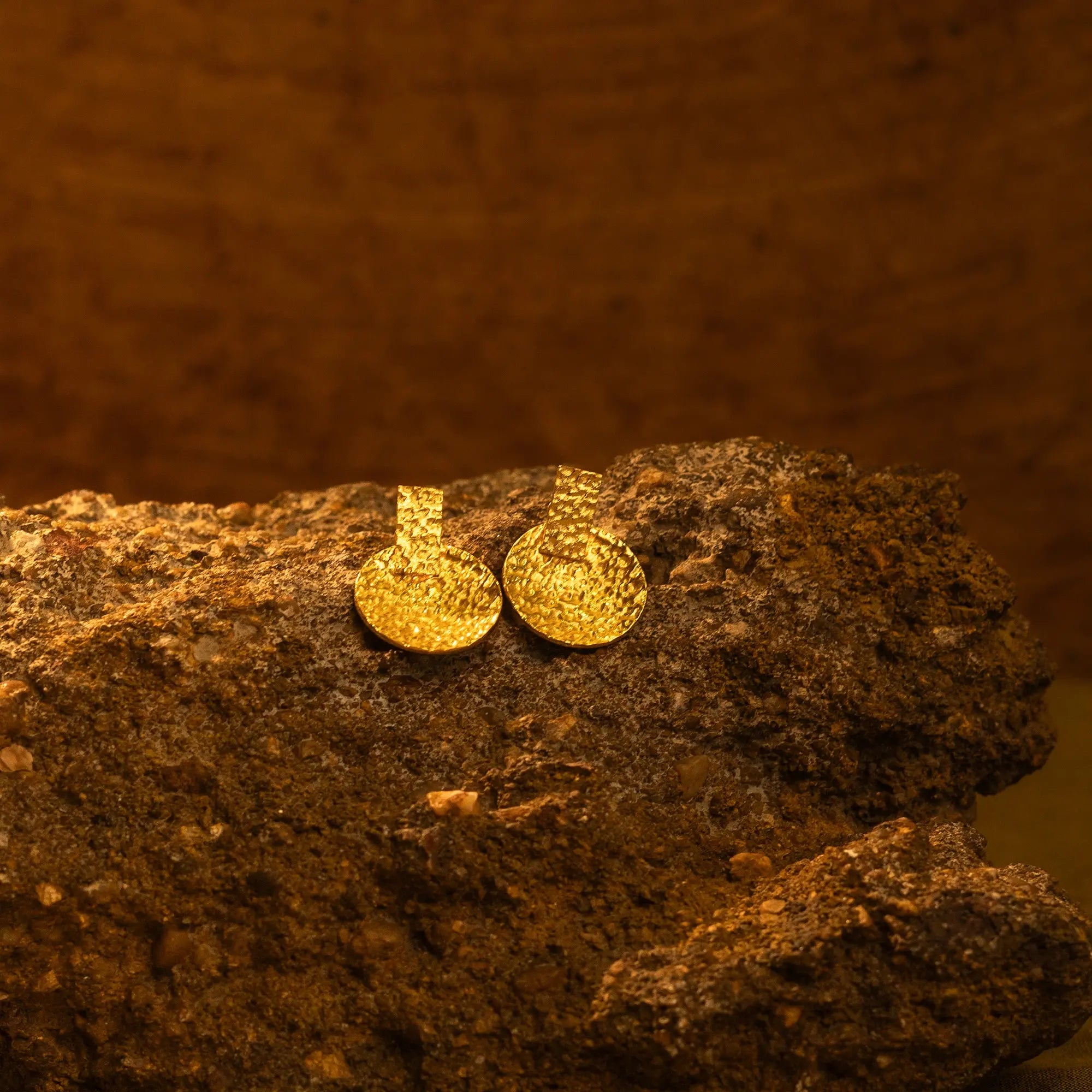 Handcrafted Textured Earrings- Gold Plated, Foldable