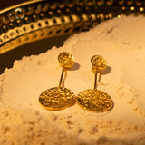 Handcrafted Textured Hanging Long Bar Gold-Plated Earrings