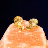 Handcrafted Triple Circle Textured Earrings- Gold Plated