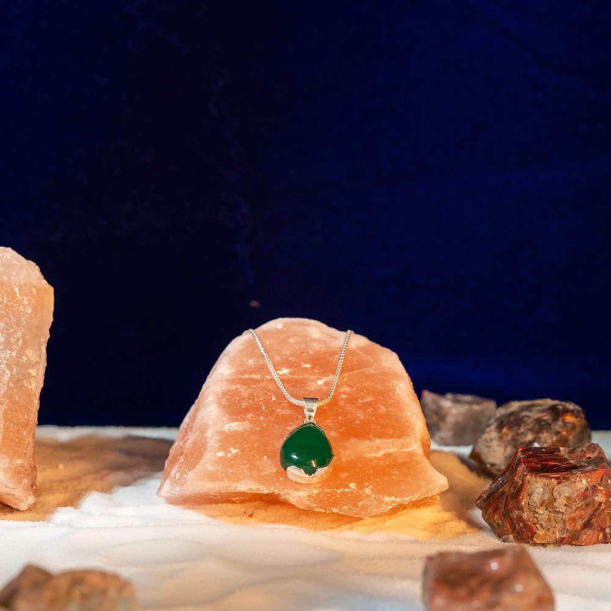 Natural Gemstone Drop Pandel - Amethyst