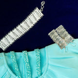 Bamboo Stick Chatai Bracelet Earring Set in Silver