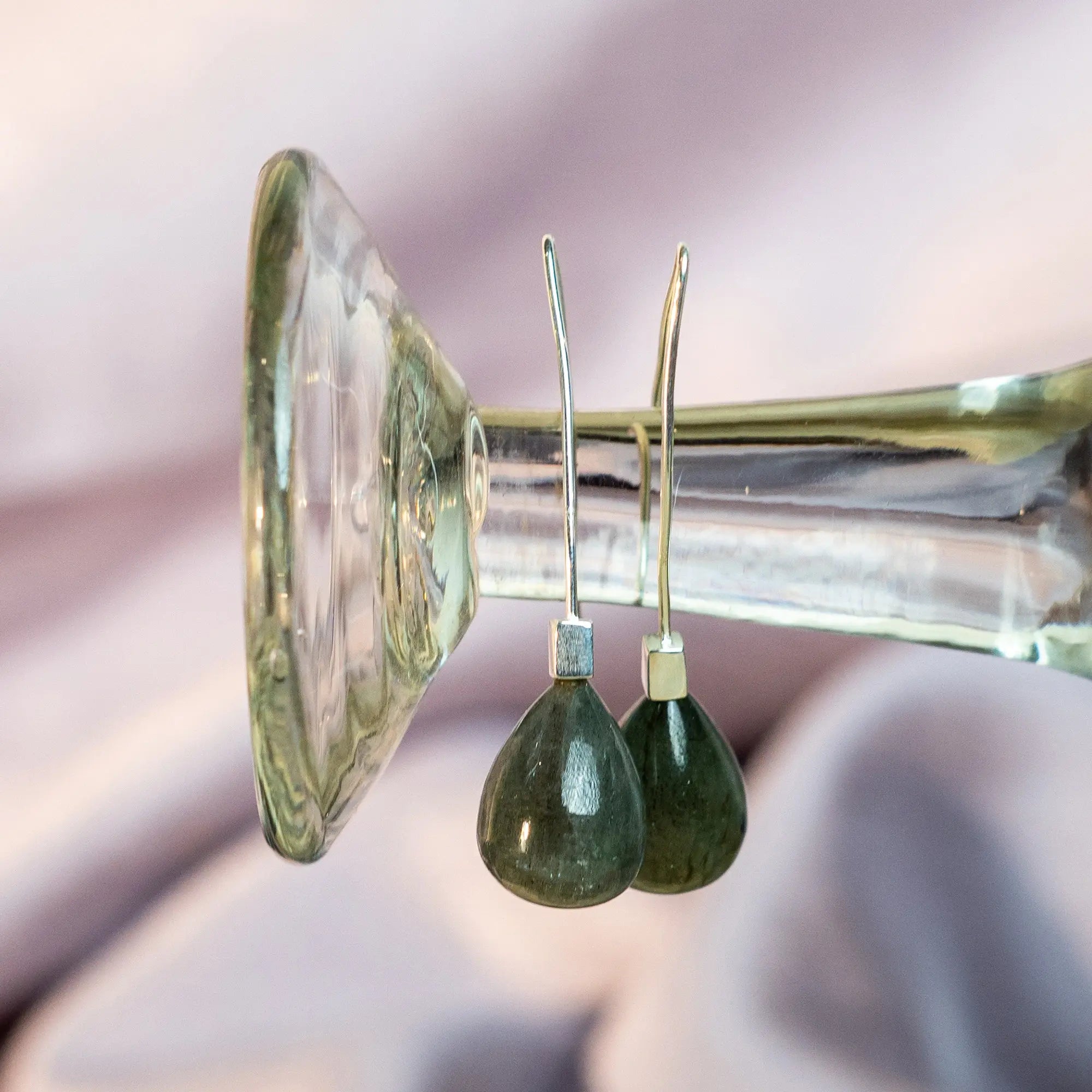 Natural Gemstone Drop Earrings- Amethyst