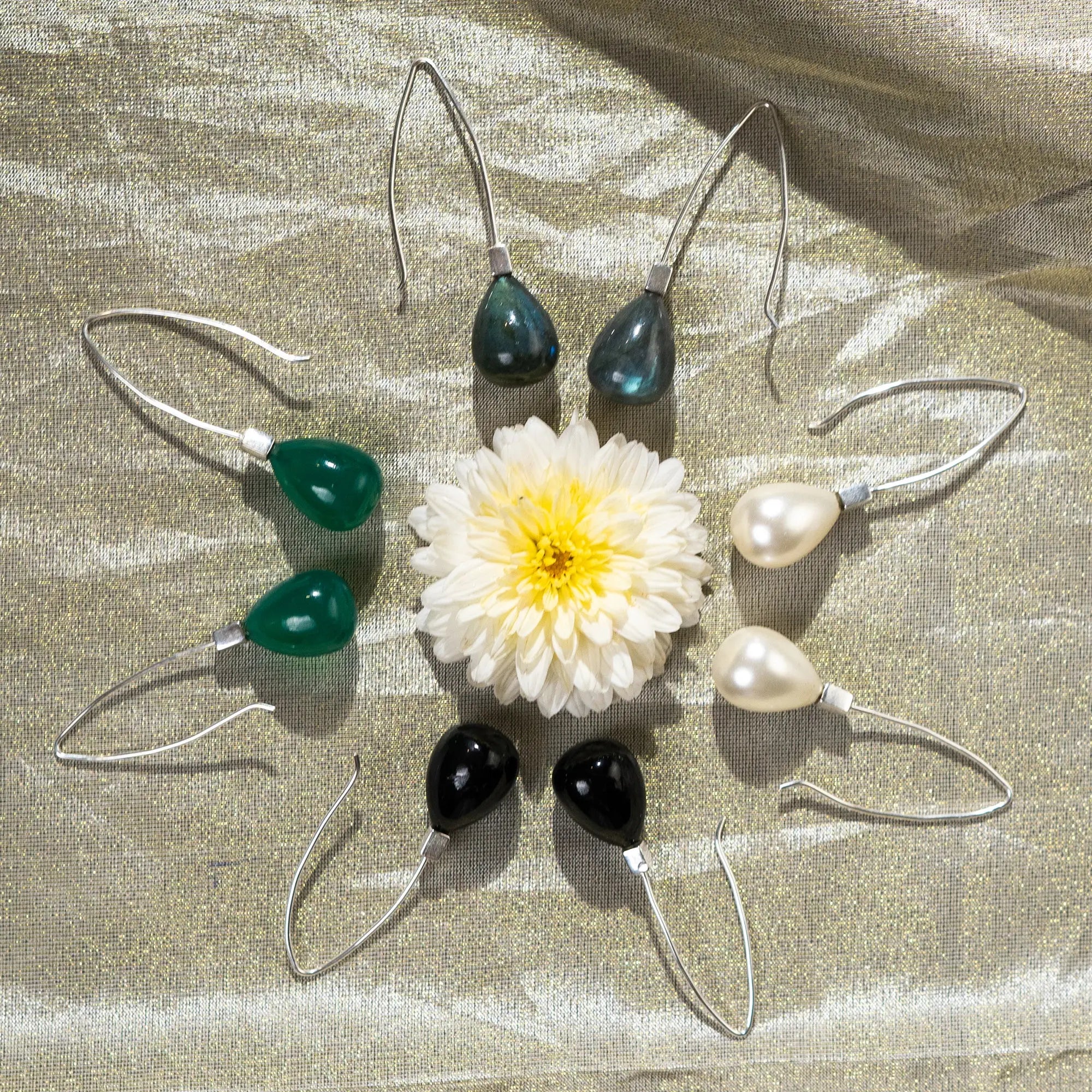 Natural Gemstone Drop Earrings- Amethyst