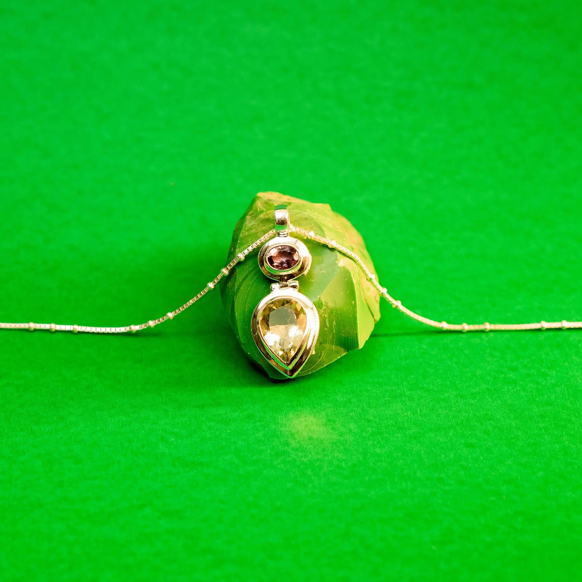 Natural Gemstone Ovel Drop Pandel - Amethyst