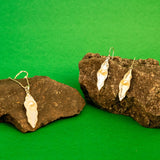 Leaf Pearl Tassel Drop Pendant Earring Set with White Pearl