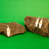 Leaf Pearl Tassel Drop Pendant Earring Set with White Pearl