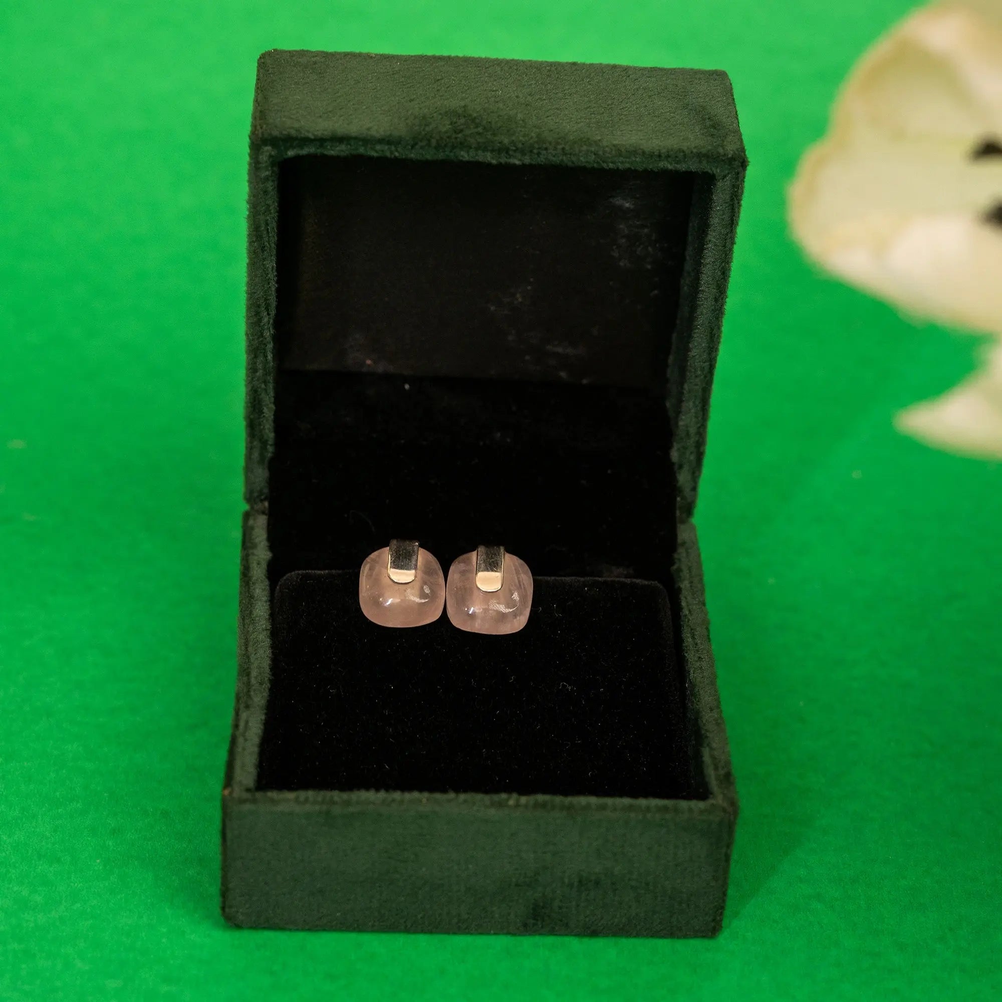 Single Stone Button Earring | Rose Quartz