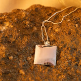 Multi Layer Square Pearl Pendant Earring Set with White Pearl