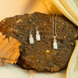 Geometric Stone Pandel Earring Set with Rose Quartz