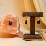 Faceted Drop Pendant Earring Set in Black Obsidian
