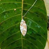 Mist Leaf Pendant- White Pearls