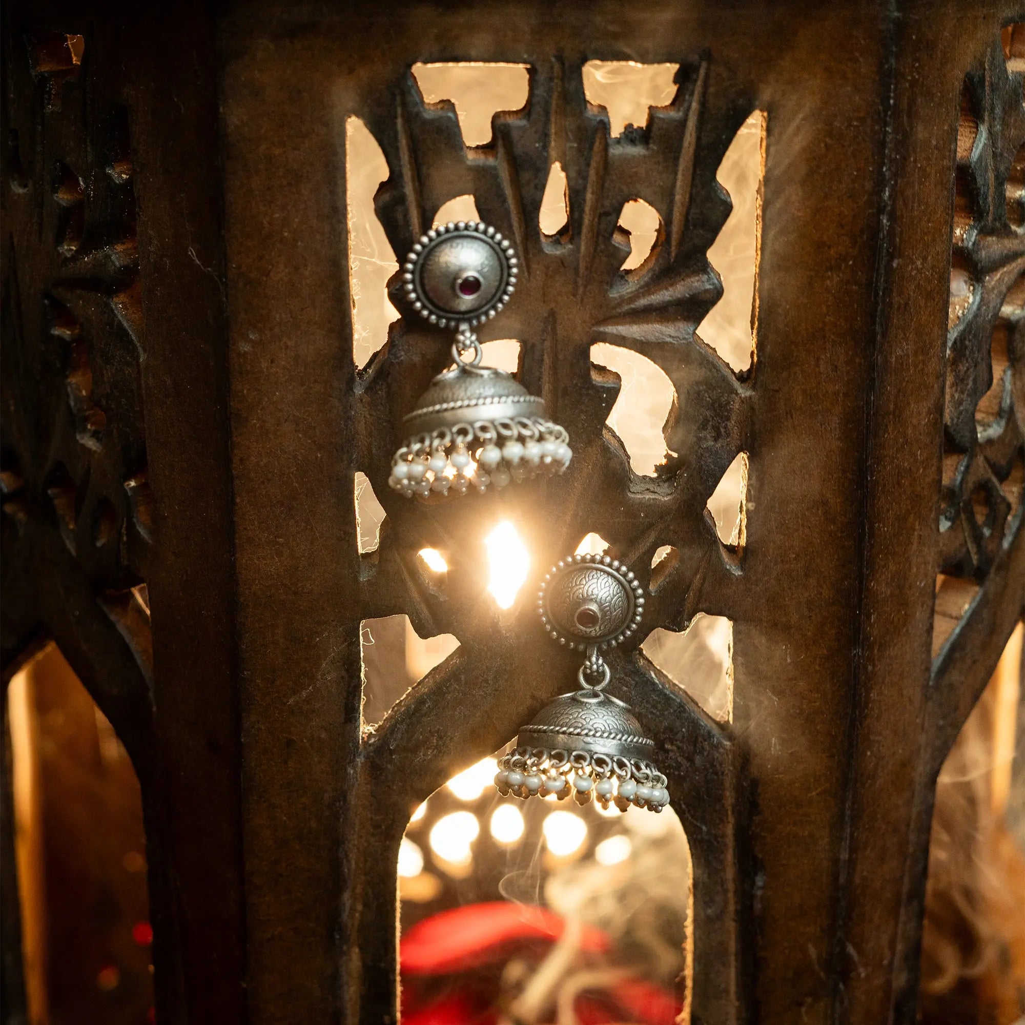 Round Hanging Jumka Earring with Pearl Drops