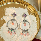 Coral Bead Hoop Earrings- Leelankit Special Edition