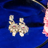 Ganesha Hanging Earring with Floral Drop