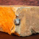 Hand-Forged Silver Pendant with Faceted Natural Stone and Three-Tone Plating