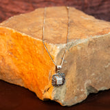 Hand-Forged Silver Pendant with Faceted Natural Stone and Three-Tone Plating