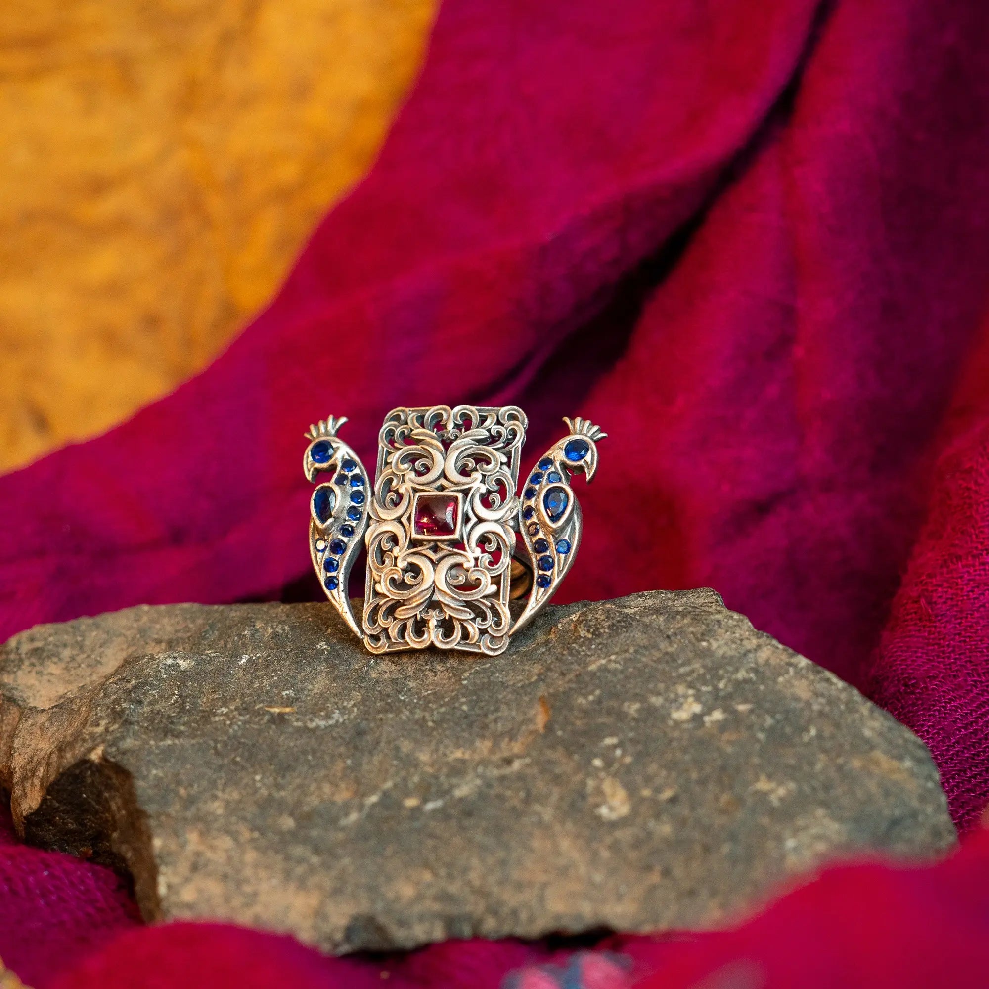 Adjustable Vintage Peacock Cocktail Ring