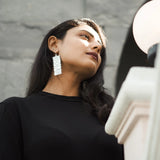 Bamboo Stick Chatai Necklace & Earring Set in Silver