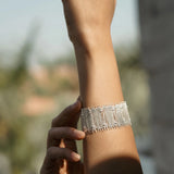 Bamboo Stick Chatai Bracelet Earring Set in Silver