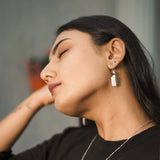 Geometric Stone Pandel Earring Set with Rose Quartz