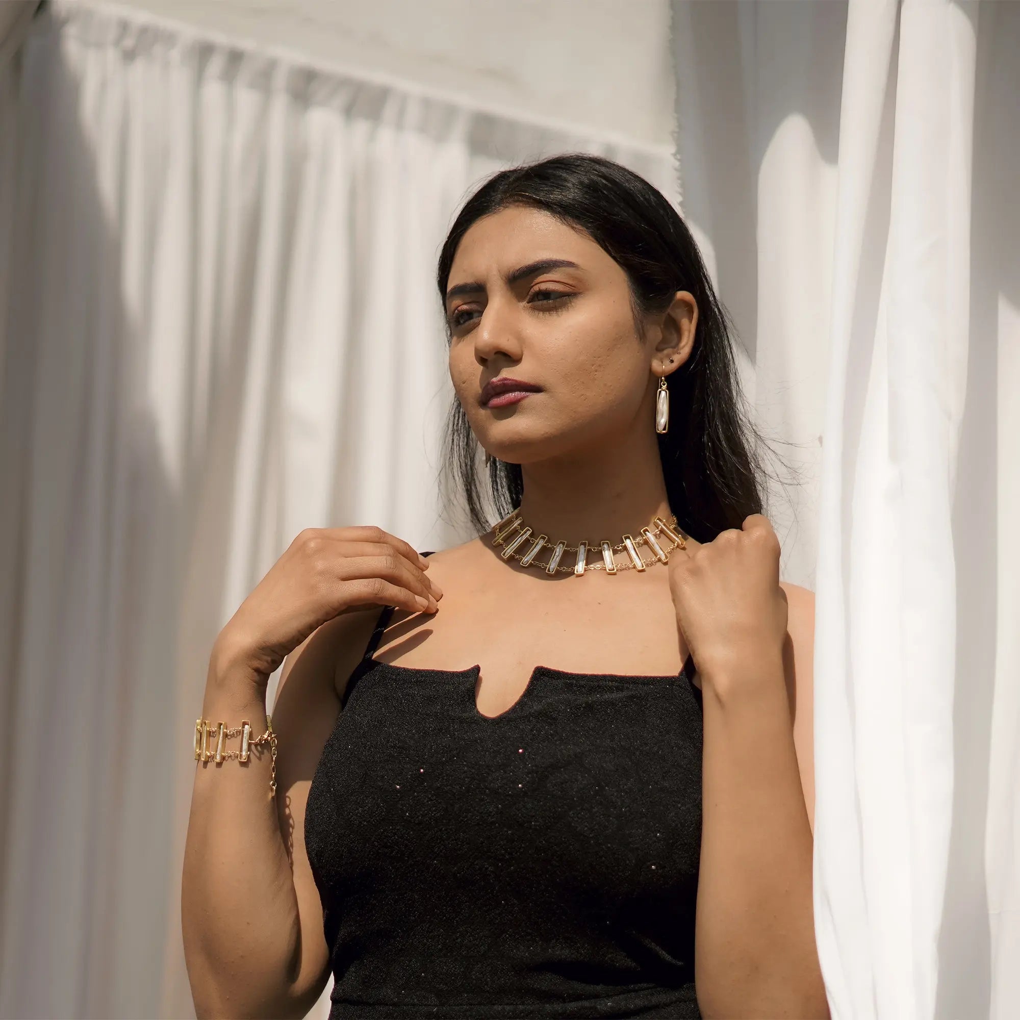 Freshwater Pearl Necklace, Choker and Earring Set