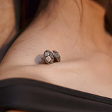 Oval Patchwork Silver Studs