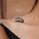 Oval Patchwork Silver Studs