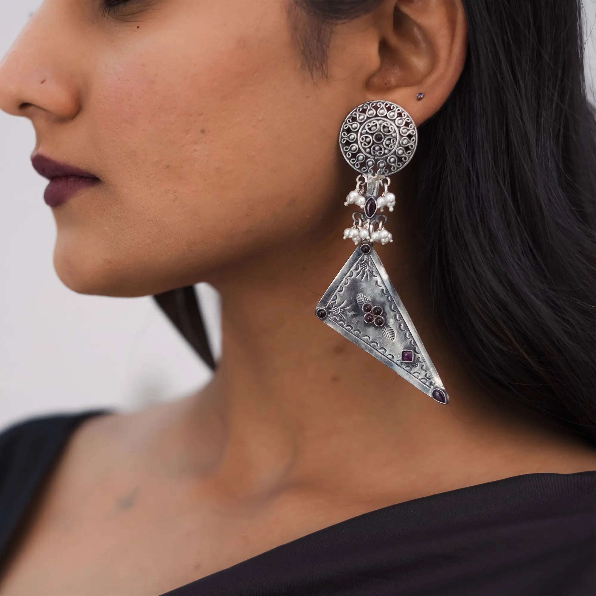Long Trikona Earrings- Special Edition