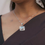 Hand-Forged Silver Pendant with Faceted Natural Stone and Three-Tone Plating