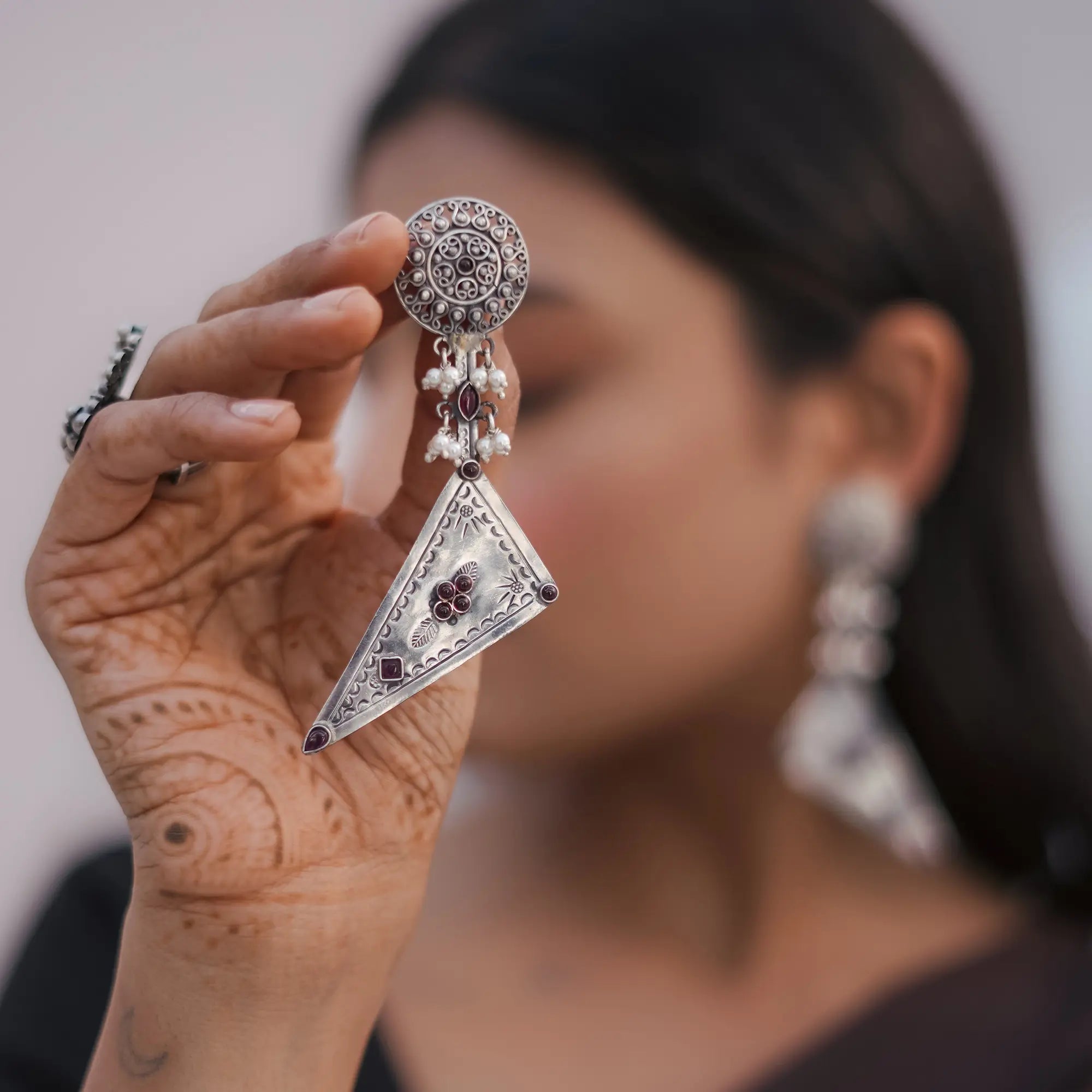 Long Trikona Earrings- Special Edition