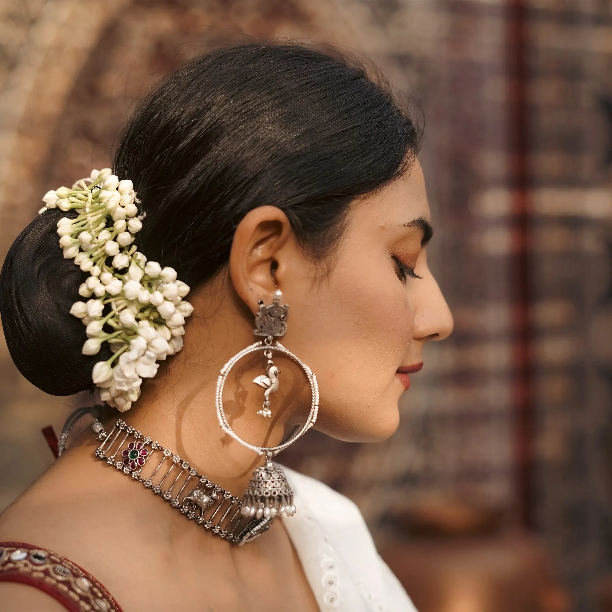 Bird Charm Hoop Jhumkas With Pearls- Leelankit Special Edition