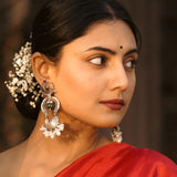 Long Silver Earrings With Peacock Motiff- Leelankit Special Edition