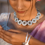 Handstriped Round Necklace Earring Set | Leelankit Special