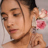 Stone-Studded Contemporary Drop Earrings