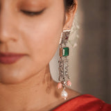 Amram Stone-Studded Contemporary Drop Earrings