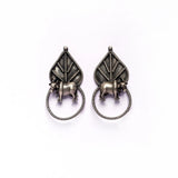 Handmade Silver Cow Earrings with Leaf Design