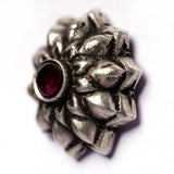 Handmade Round Silver Stud Earrings with Red Stone