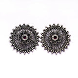 Silver Stud Earrings with Floral Centre