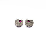 Handcrafted Textured Round Silver Earrings