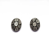 Oval Patchwork Silver Studs
