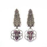 Stone-Studded Contemporary Drop Earrings