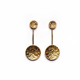 Handcrafted Textured Hanging Long Bar Gold-Plated Earrings