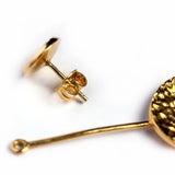 Handcrafted Textured Hanging Long Bar Gold-Plated Earrings