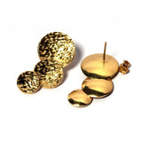 Handcrafted Triple Circle Textured Earrings- Gold Plated