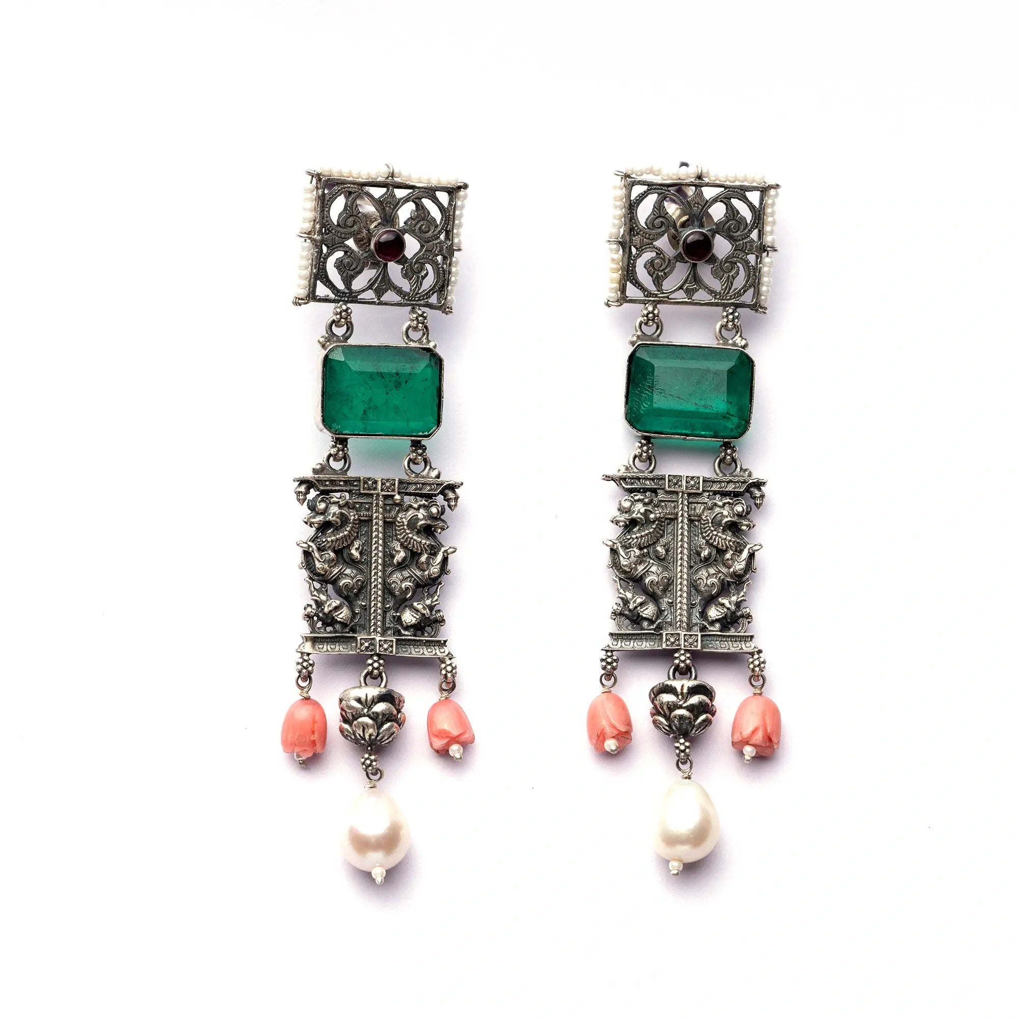 Amram Stone-Studded Contemporary Drop Earrings