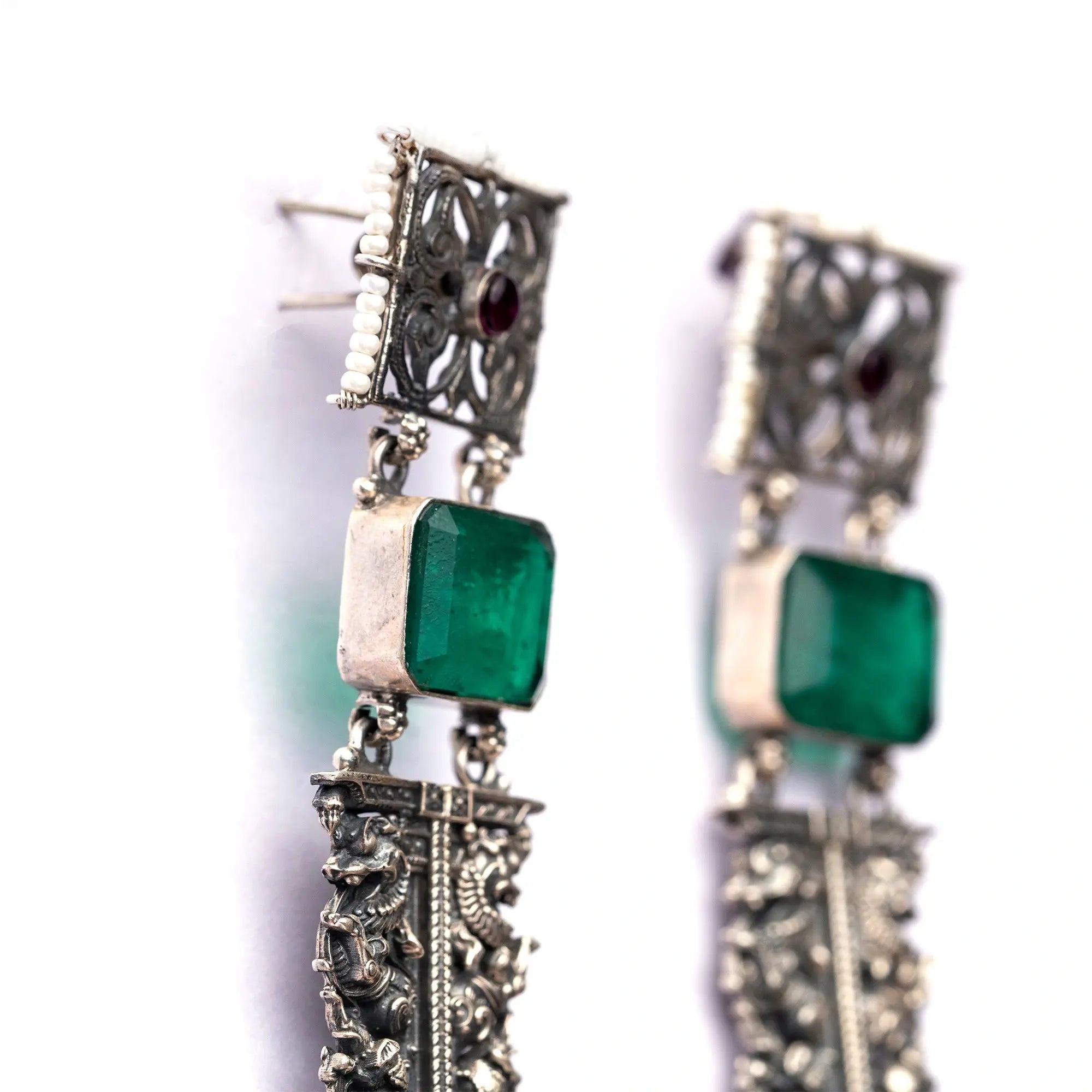 Amram Stone-Studded Contemporary Drop Earrings