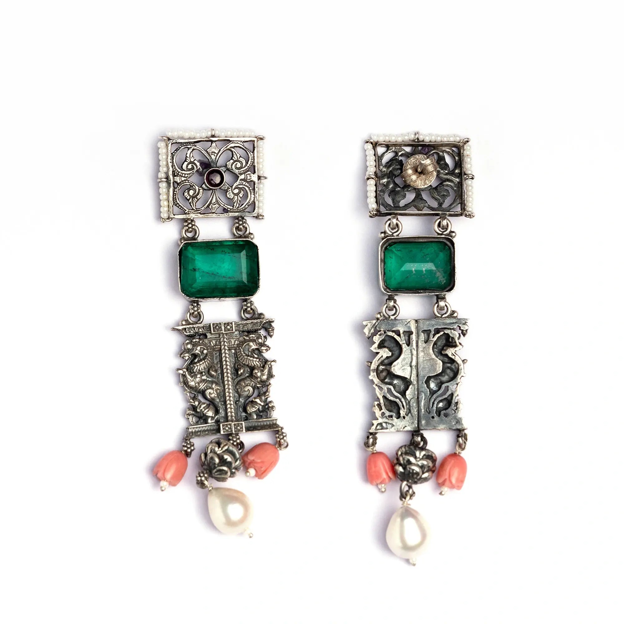 Amram Stone-Studded Contemporary Drop Earrings